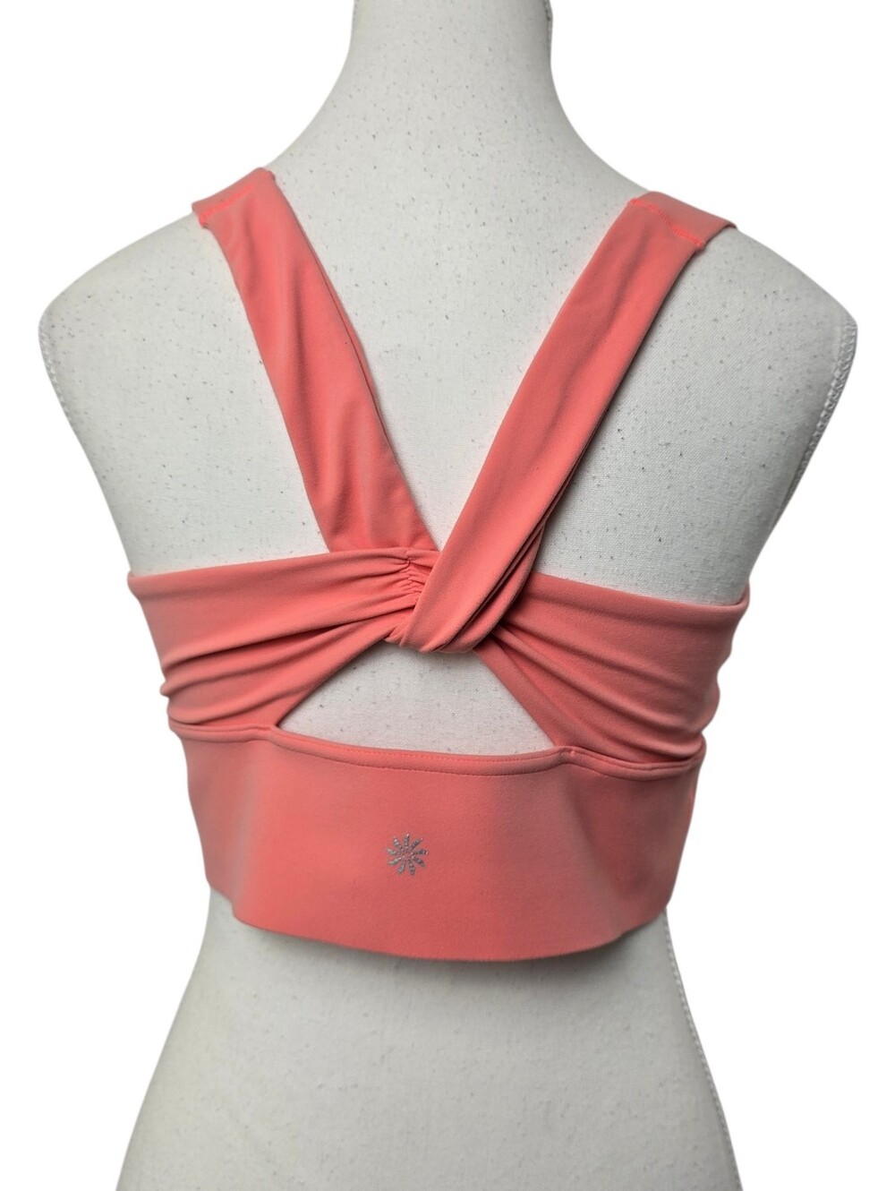 Athleta Warrior Twist Long Line Sports Bra Black Yoga Activewear Size L
